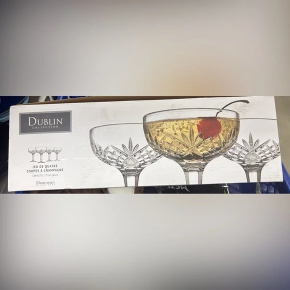 Dublin Champagne Coupe Glasses - 6oz., Set Of 4 NEW - Picture 3 of 3